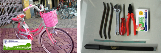 カンボジアの自転車支援品